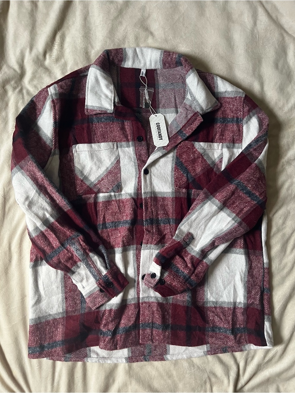 Men’s Burgundy & White Plaid Jacket